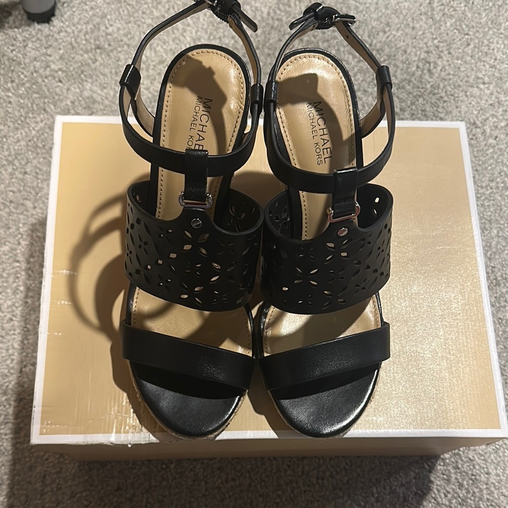 Michael Kors Black Sandals with Cutout Design